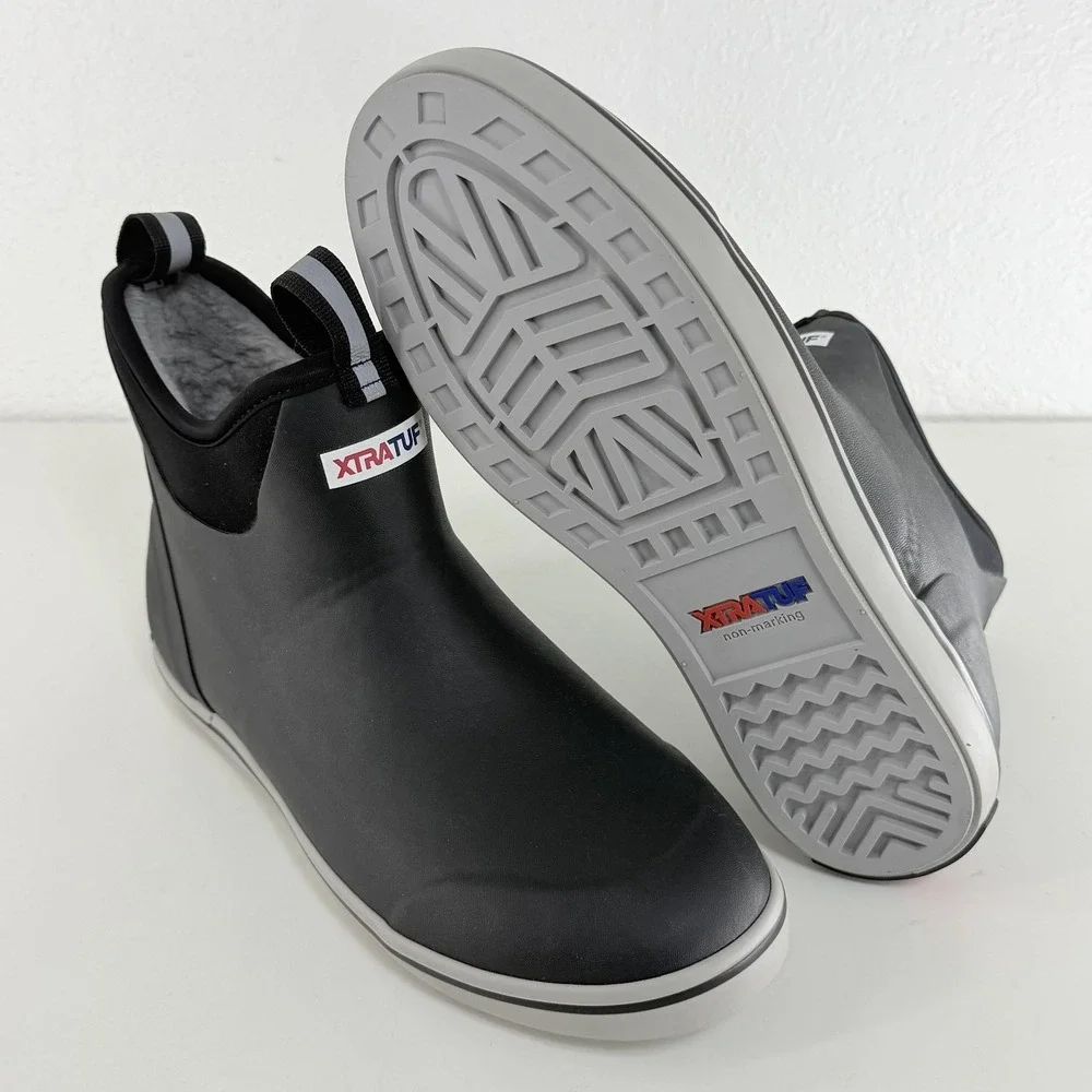 Xtratuf Ankle Deck Boots Mens Size 12 Black Fleece Lined Waterproof XMAB000T